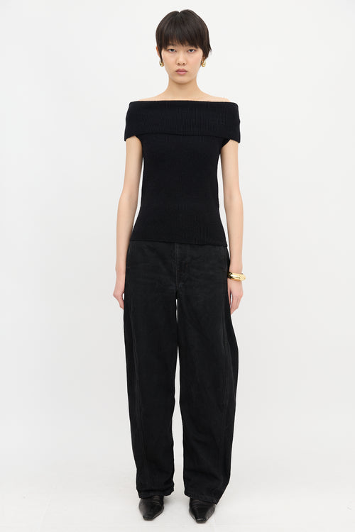 Toteme Ribbed Knit Off Shoulder Top