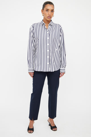 Toteme White & Navy Striped Button Up Shirt