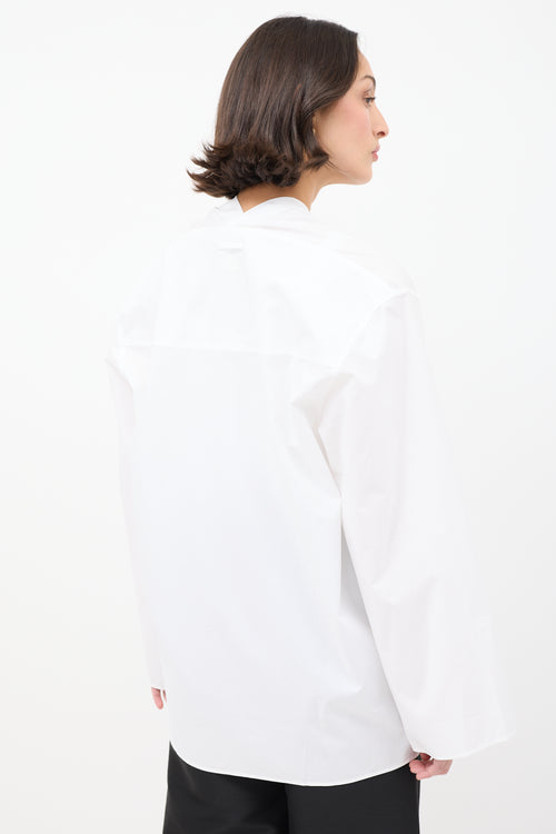 Toteme White Cotton V-Neck Poplin Blouse