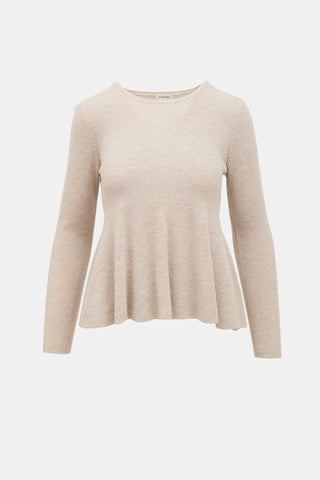 Toteme Wool Ribbed Peplum Sweater