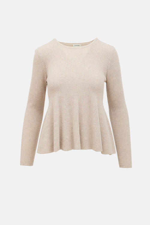 Toteme Wool Ribbed Peplum Sweater