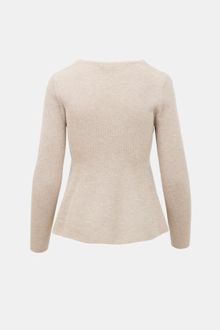 Toteme Wool Ribbed Peplum Sweater