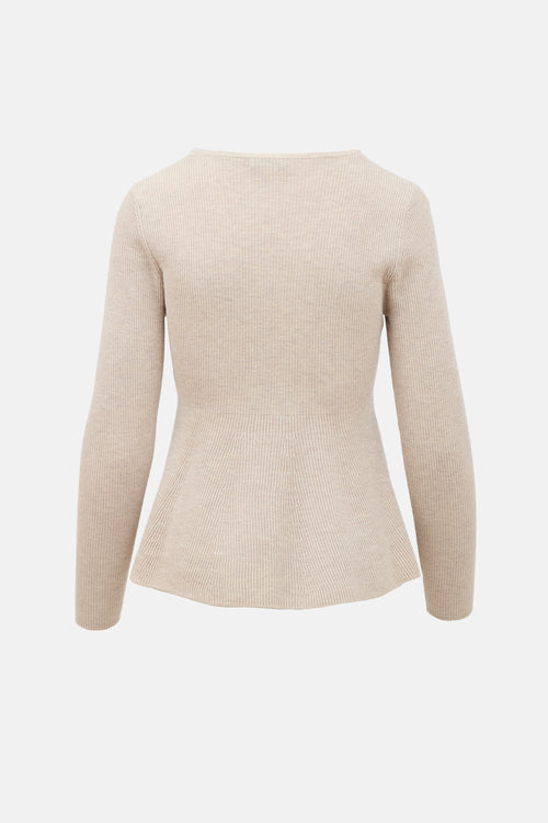Toteme Wool Ribbed Peplum Sweater