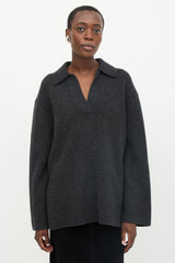Toteme Wool Ribbed Polo Sweater