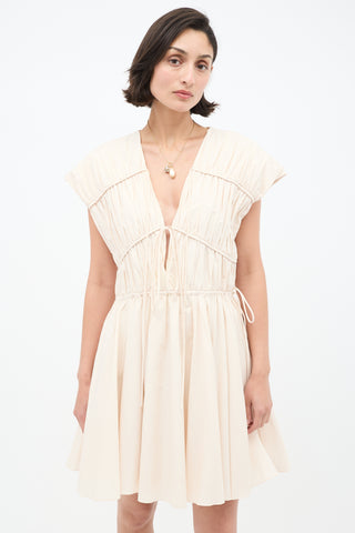 Tove Cream Ceres V-Neck Tie Dress