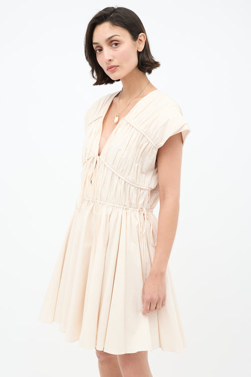 Tove Cream Ceres V-Neck Tie Dress