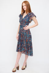 Ulla Johnson Blue & Red Floral Cicely Dress