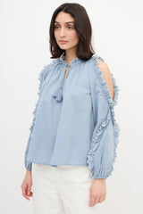 Ulla Johnson Cold Shoulder Chambray Blouse