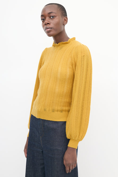 Ulla Johnson Yellow Cashmere Puff Sleeve Sweater