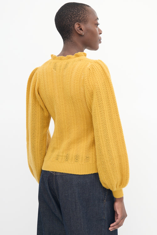 Ulla Johnson Yellow Cashmere Puff Sleeve Sweater