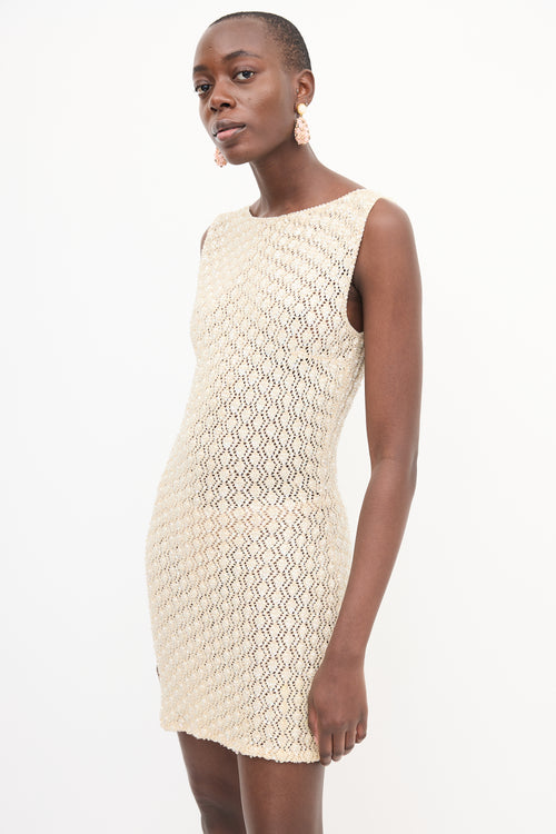 VSP Archive Cream Crochet Bead Embellished Dress