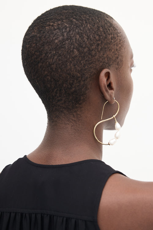 VSP Archive Gold & White Pearl Bead Hoop Earrings