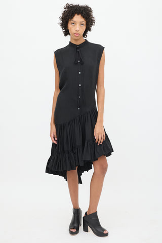 UNTTLD Black Dropped Waist Asymmetrical Tier Dress