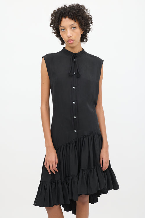 UNTTLD Black Dropped Waist Asymmetrical Tier Dress