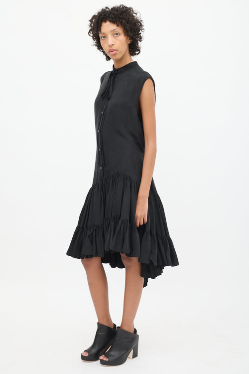 UNTTLD Black Dropped Waist Asymmetrical Tier Dress