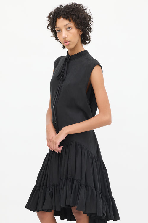 UNTTLD Black Dropped Waist Asymmetrical Tier Dress