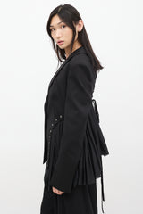 UNTTLD Black Wool & Cotton Andas Lace Up Blazer