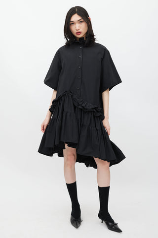 UNTTLED Black Asymmetrical Ruffled Dress