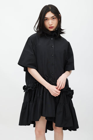 UNTTLED Black Asymmetrical Ruffled Dress