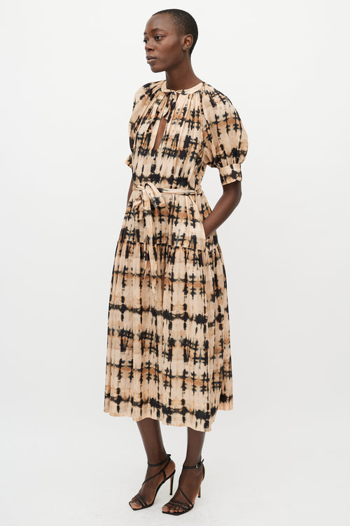 Ulla Johnson Beige & Black Tie Dye Dress