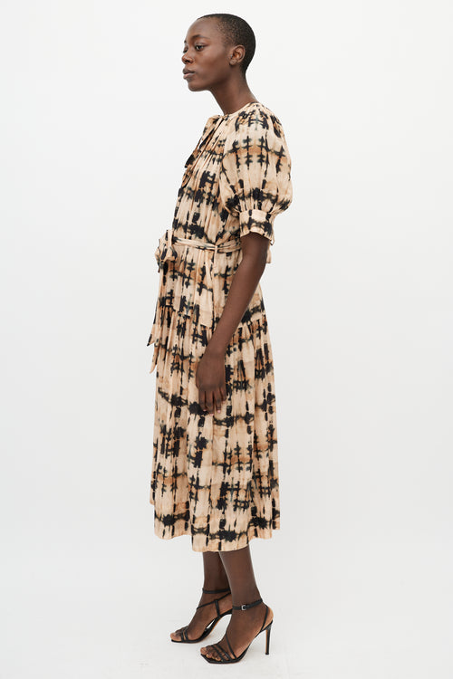 Ulla Johnson Beige & Black Tie Dye Dress