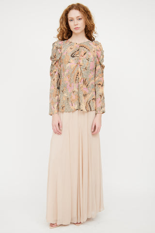 Ulla Johnson Beige & Multicolour Paisley Metallic Top