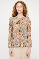 Ulla Johnson Beige & Multicolour Paisley Metallic Top