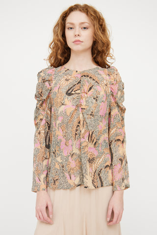 Ulla Johnson Beige & Multicolour Paisley Metallic Top