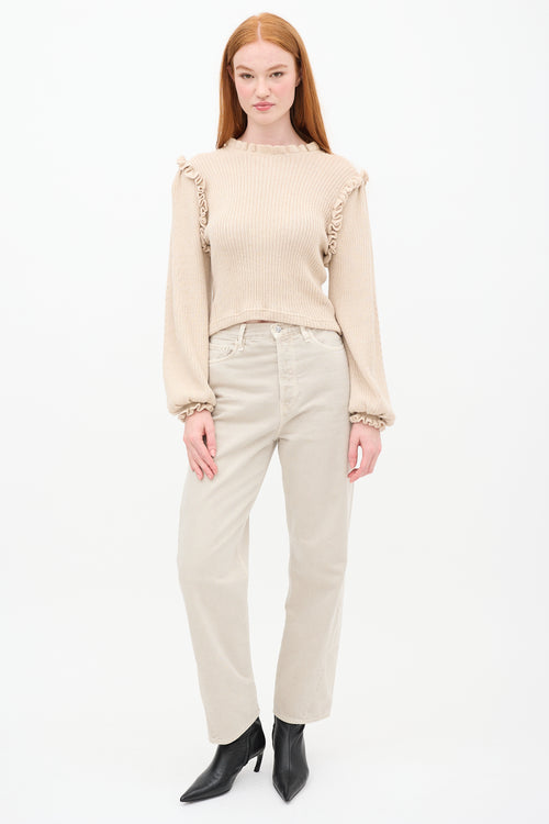 Ulla Johnson Beige Wool Knit Ruffle Sweater