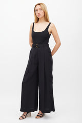 Ulla Johnson Black Belted Wide Leg Trouser