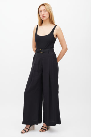 Ulla Johnson Black Belted Wide Leg Trouser