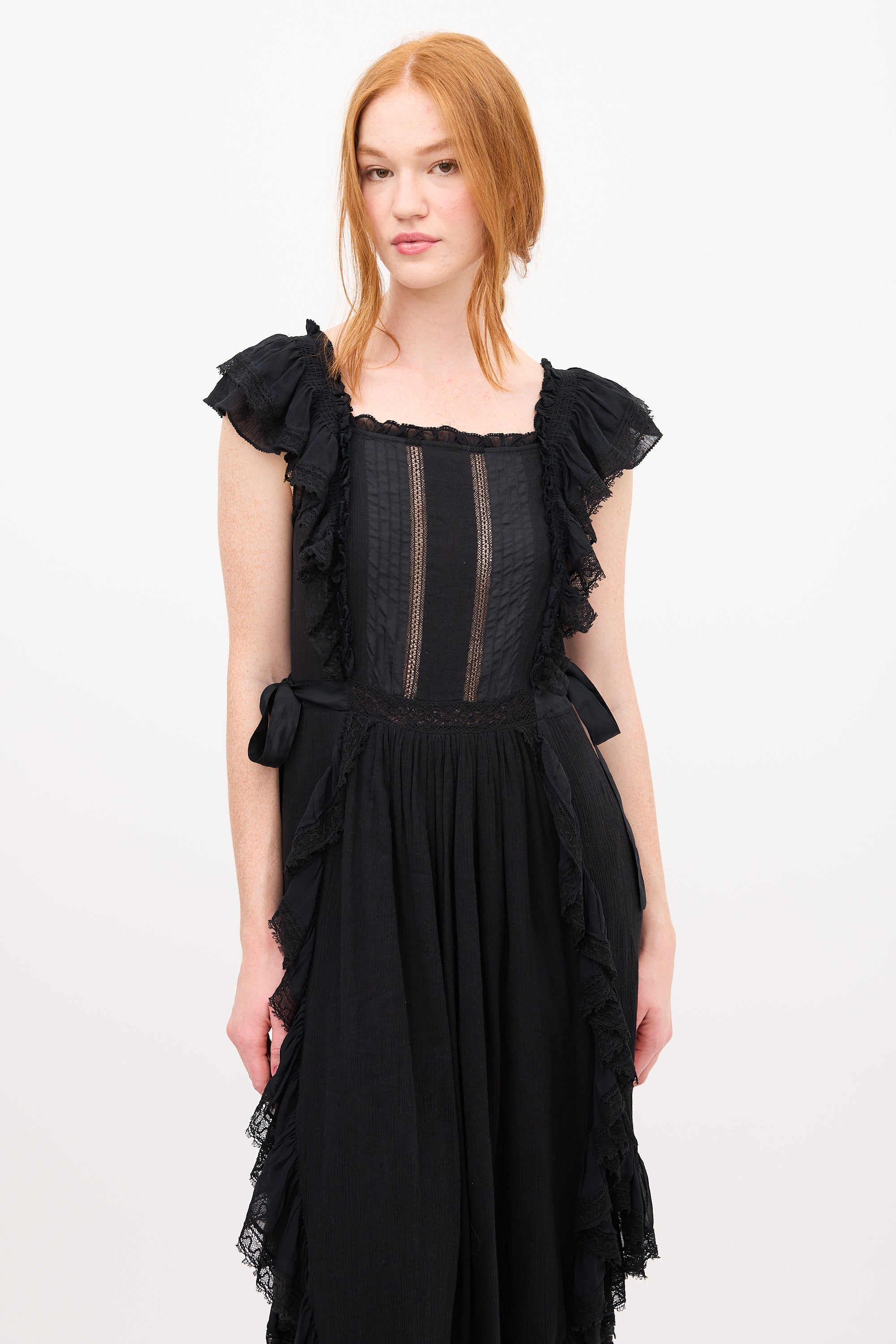 Ulla Johnson // Lace Trim Ruffled Midi Dress VSP Consignment Ulla Johnson // Lace Trim Ruffled Midi Dress VSP Consignment