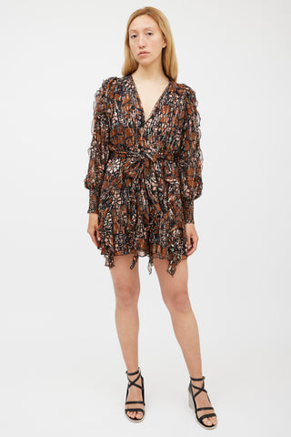 Ulla Johnson Black & Multicolour Silk Metallic Ruffled Dress