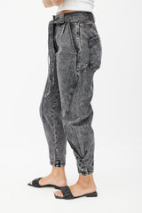 Ulla Johnson Black Stonewash Belted Denim Trouser