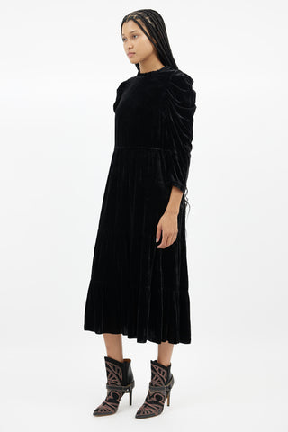 Ulla Johnson Black Velvet Midi Dress