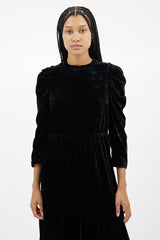 Ulla Johnson Black Velvet Midi Dress