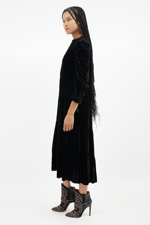 Ulla Johnson Black Velvet Midi Dress