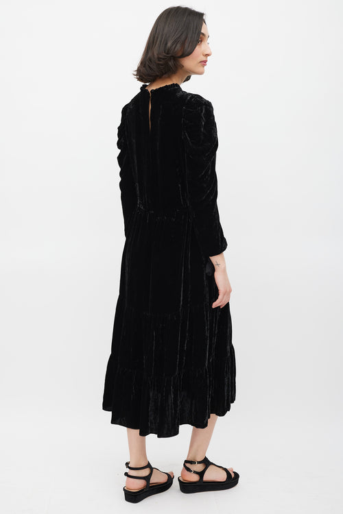 Ulla Johnson Black Velvet Puff Sleeve Dress