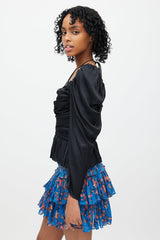 Ulla Johnson Black Ruffle & Puff Sleeve Blouse