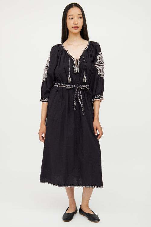 Ulla Johnson Black & White Cotton Embroidered Dress