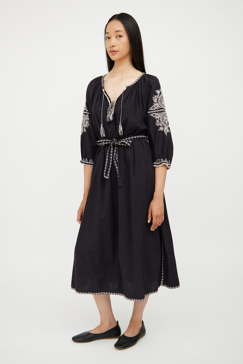 Ulla Johnson Black & White Cotton Embroidered Dress