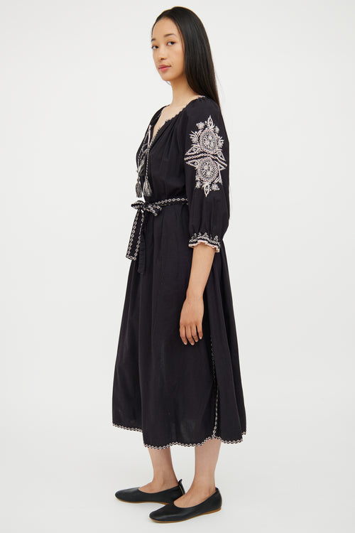 Ulla Johnson Black & White Cotton Embroidered Dress