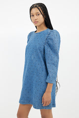 Ulla Johnson Blue Denim Polka Dots Dress