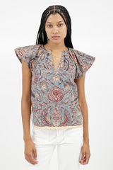 Ulla Johnson Blue & Multi Print Blouse