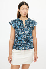 Ulla Johnson Blue & Multicolour Floral Top