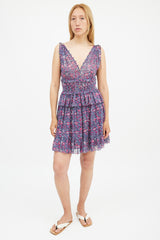 Ulla Johnson Blue & Purple Silk Noelle Floral Dress