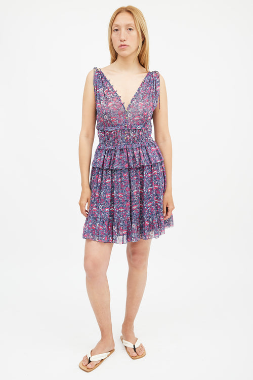 Ulla Johnson Blue & Purple Silk Noelle Floral Dress