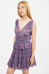 Ulla Johnson Blue & Purple Silk Noelle Floral Dress
