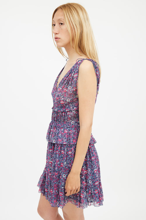 Ulla Johnson Blue & Purple Silk Noelle Floral Dress