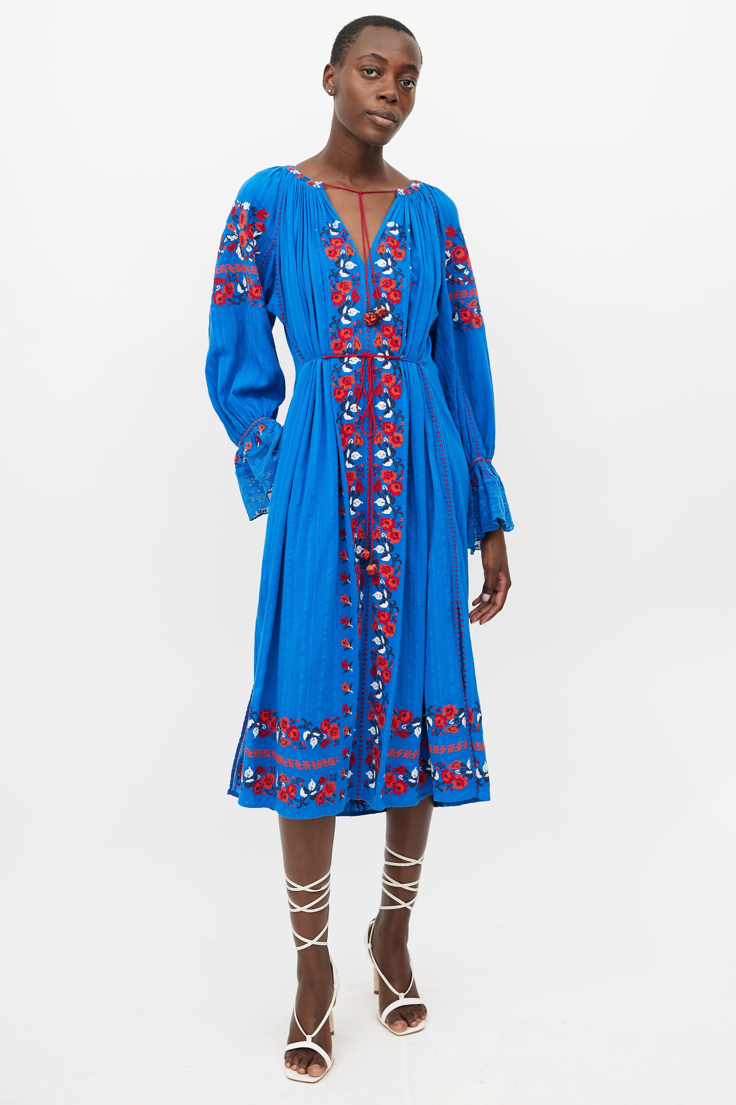 Ulla Johnson // Blue & Red Floral Embroidered Dress VSP Consignment Ulla Johnson // Blue & Red Floral Embroidered Dress VSP Consignment